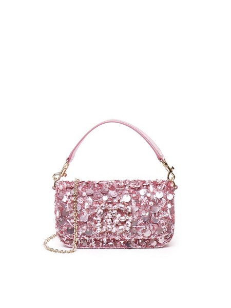 Dolce & Gabbana All-Over Embellished Foldover Top Crossbody Bag