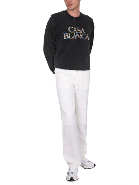 Casablanca Logo Flocked Crewneck Sweatshirt