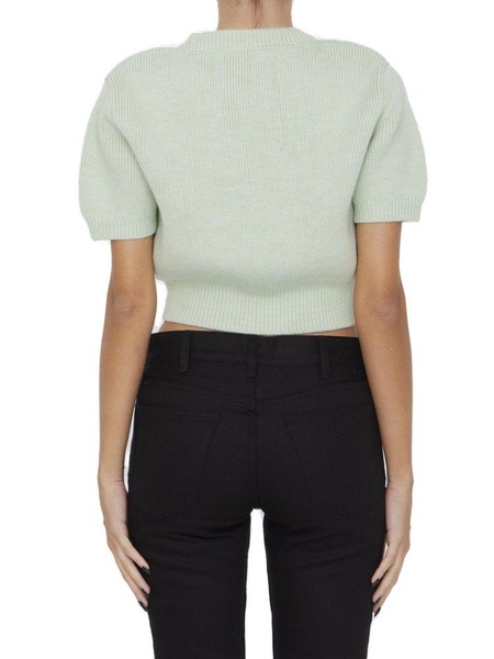 Alexander Wang Logo Embroidered Knitted Cropped Top