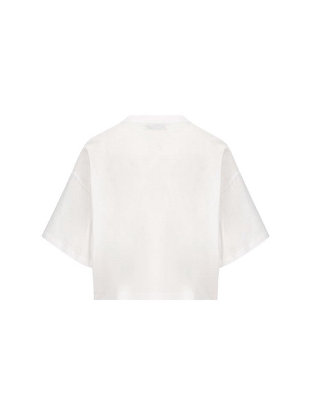 Miu Miu Logo-Detailed Cropped T-Shirt