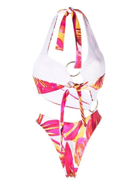 Louisa Ballou Graphic Printed Cut-Out Ring Detailed Swimsuit