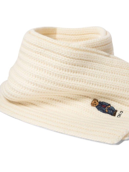 Polo Ralph Lauren Teddy Bear Embroidered Knitted Scarf