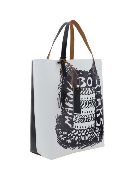 Marni Logo-Printed Textured Tote Bag