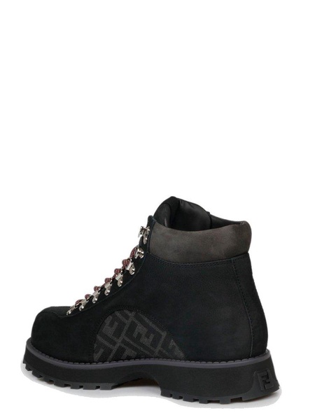 Fendi Monogram Detailed Lace-Up Ankle Boots