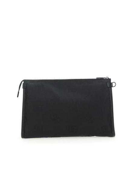 Dolce & Gabbana Logo Plaque Zipped Clutch Bag