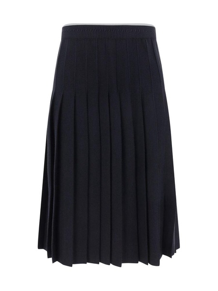 Thom Browne High Waist Pleated Knitted Midi Skirt