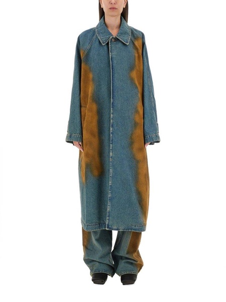 Uma Wang Faded Effect Denim Long Coat