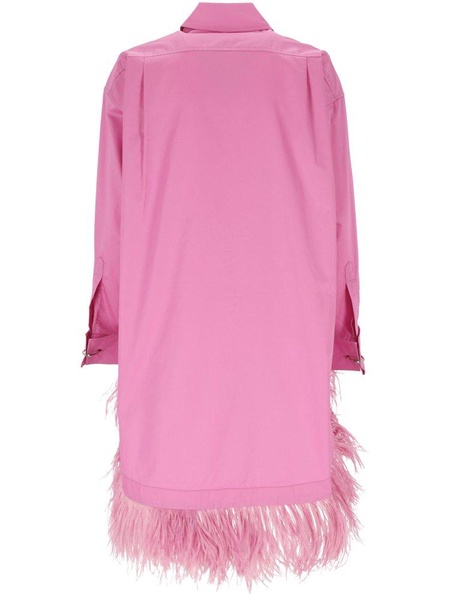 Marques'Almeida Feather Embellished Curved Hem Shirt Dress