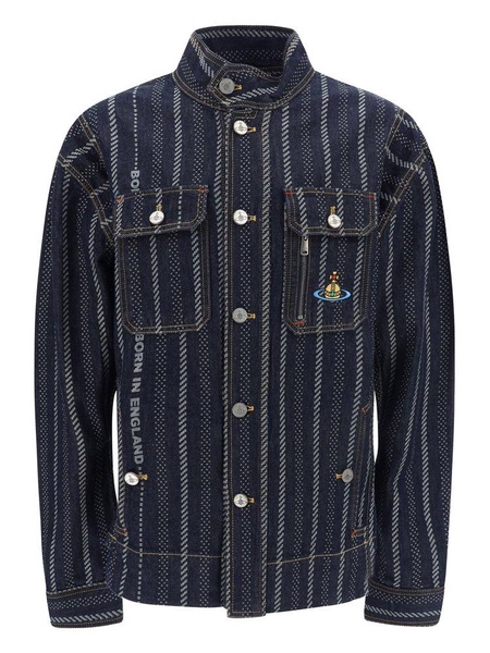 Vivienne Westwood Logo-Embroidered Striped Denim Jacket