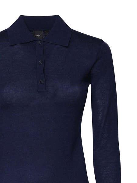 Pinko Liquoroso Long-Sleeved Knitted Polo Shirt