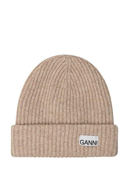 Ganni Logo Patch Oversized Beanie