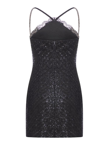 Self-Portrait Tinsel Boucle Halter Mini Dress