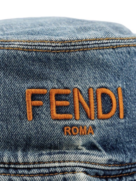 Fendi Logo Embroidered Denim Bucket Hat