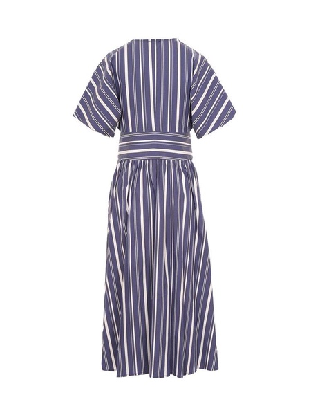 Woolrich Striped V-Neck Short-Sleeved Dress