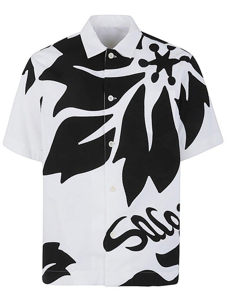 Sacai Floral Embroidered Patch Cotton Poplin Shirt Clothing