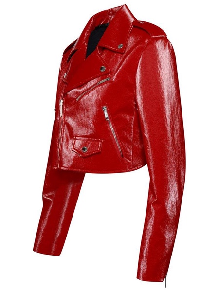 Moschino Jeans Red Cotton Blend Biker Jacket