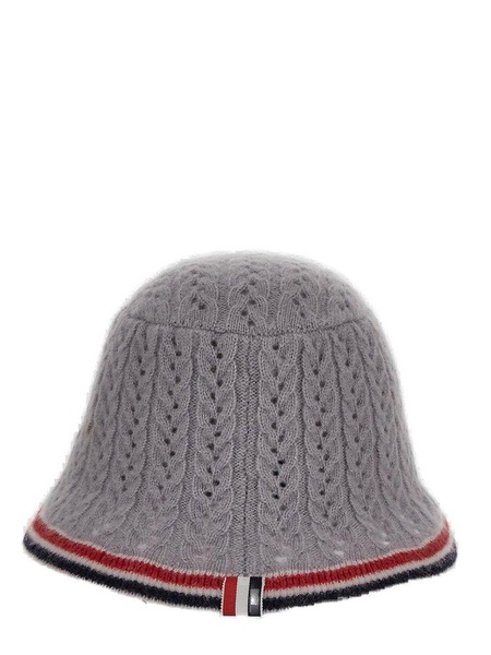 Thom Browne Cable-Pointelle Knitted Bucket Hat