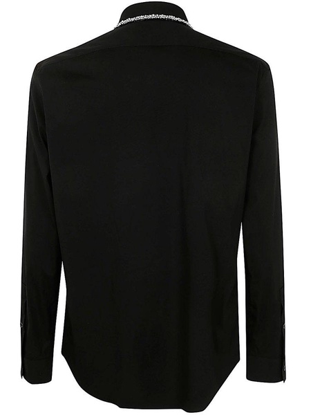 Balmain Embroidered Collared Long-Sleeve Shirt