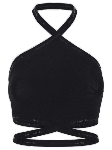 T By Alexander Wang Halter-Neck Logo-Detailed Top