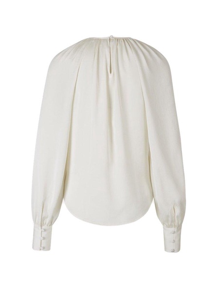 Veronica Beard Khoa Button-Detailed Crewneck Crepe Blouse