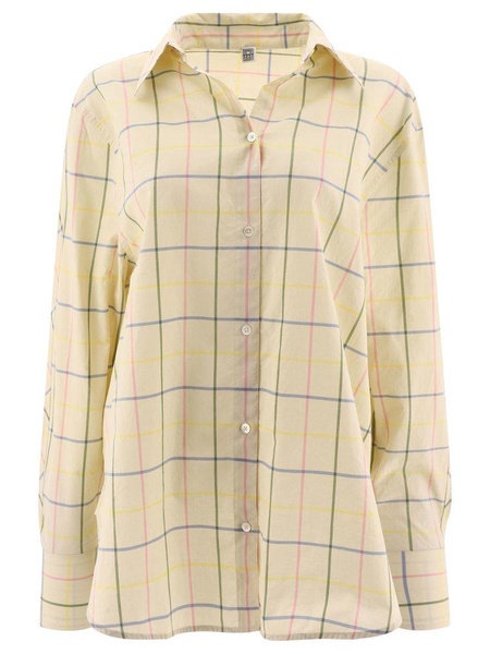 Totême Windowpane Printed Long Sleeved Shirt