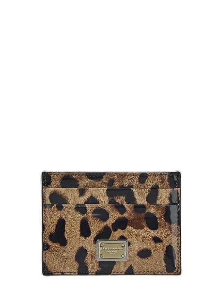 Dolce & Gabbana Leopard-Printed Logo Plaque Cardholder