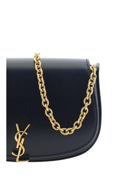 Saint Laurent Logo Plaque Foldover Top Mini Clutch Bag