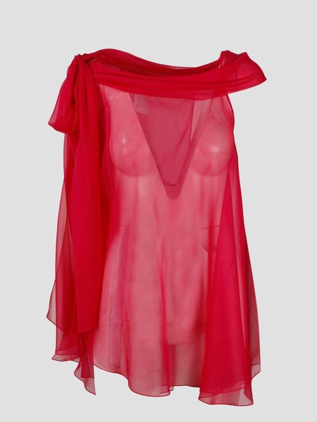 Alberta Ferretti Semi-Sheer Asymmetric Sleeveless Blouse