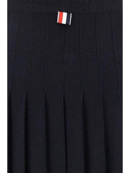 Thom Browne High Waist Pleated Knitted Midi Skirt