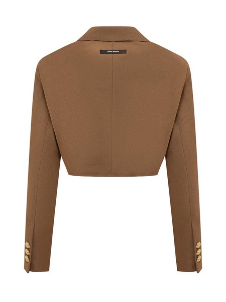 Palm Angels Raw-Cut Hem Cropped Jacket