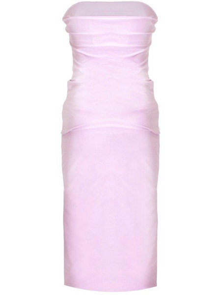 Sportmax High-Shine Cut-Out Strapless Midi Dress