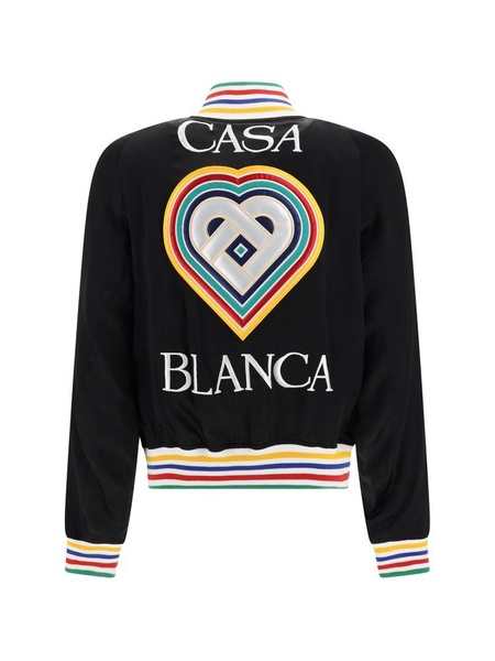 Casablanca Logo Embroidered Zipped Bomber Jacket