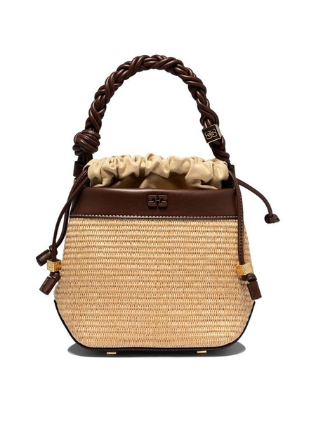 Ganni Bou Woven Logo Plaque Bucket Bag