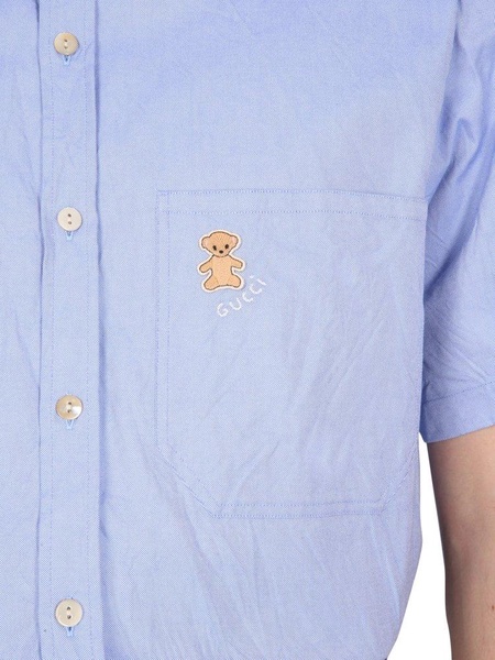 Gucci Bear Motif Embroidered Short-Sleeved Shirt