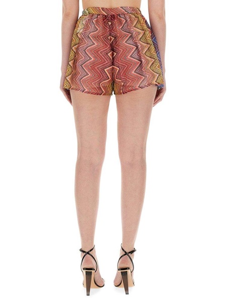 Missoni Zigzag-Printed High-Waist Semi-Sheer Shorts