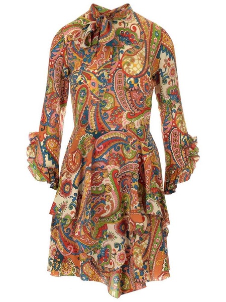 Etro Ruffled Paisley Print Mini Dress