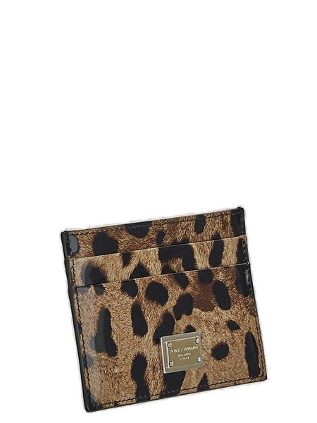 Dolce & Gabbana Leopard-Printed Logo Plaque Cardholder