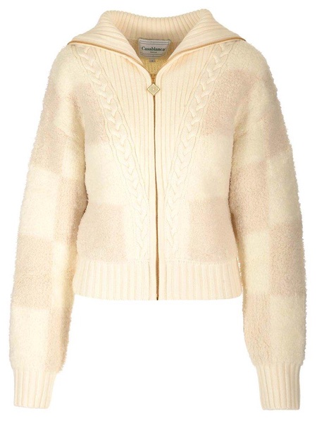 Casablanca Spread Collar Cable-Knitted Cardigan