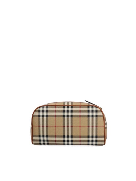 Burberry Checked Zipped Medium Travel Pouch