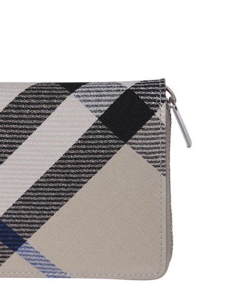 Burberry Check Printed Zip-Around Wallet