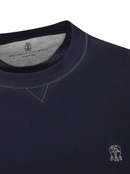 Brunello Cucinelli Logo Embroidered Crewneck T-Shirt