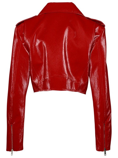 Moschino Jeans Red Cotton Blend Biker Jacket