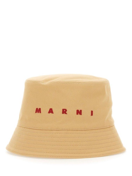 Marni Logo Embroidered Twill Bucket Hat