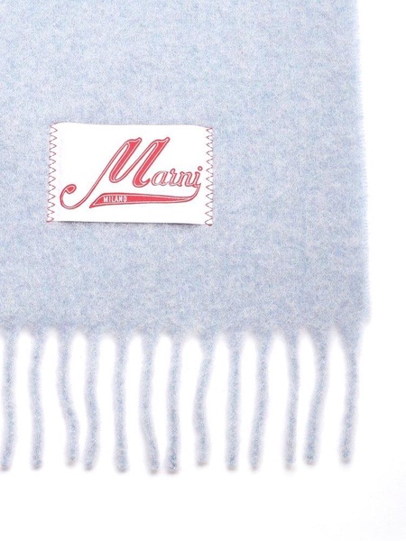 Marni Logo Patch Fringed-Edge Scarf