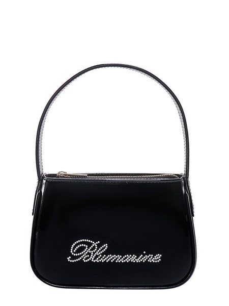 Blumarine Logo Rhinestone Embellished Patent Shoulder Bag