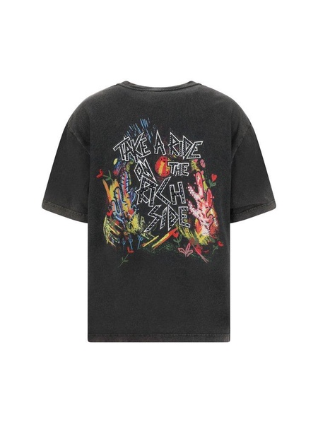 Alessandra Rich Embellished Graphic-Printed Oversized T-Shirt