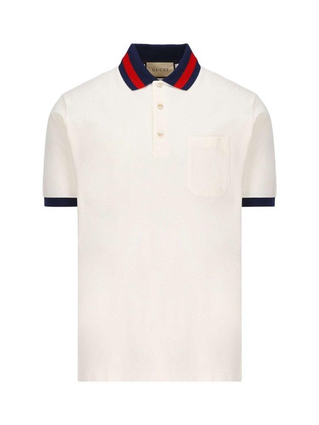 Web stripe-collar piqué polo shirt