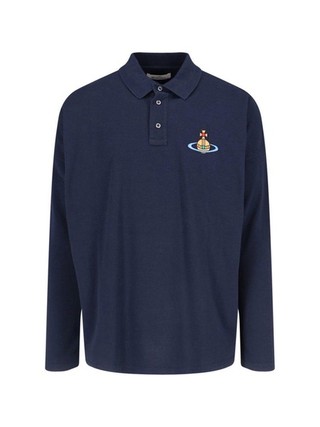 Vivienne Westwood Logo Embroidered Long-Sleeved Polo Shirt