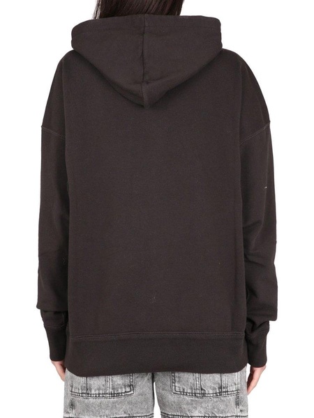 Black Hoodie with Tonal Logo Print in Cotton Blend Woman