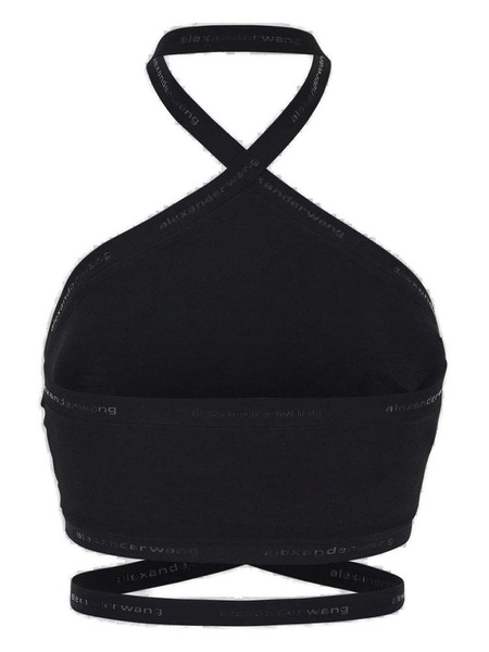 T By Alexander Wang Halter-Neck Logo-Detailed Top